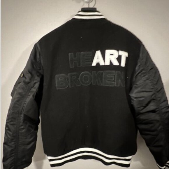 NWT-ALPHA INDUSTRIES X J FROST Varsity MA-1 Jacket Sz L “Heart Broken” - Picture 2 of 5